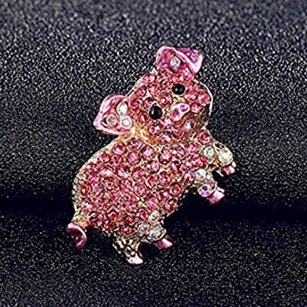 Small Rhinestone Piglet Brooch Pin - Picture 3 of 3